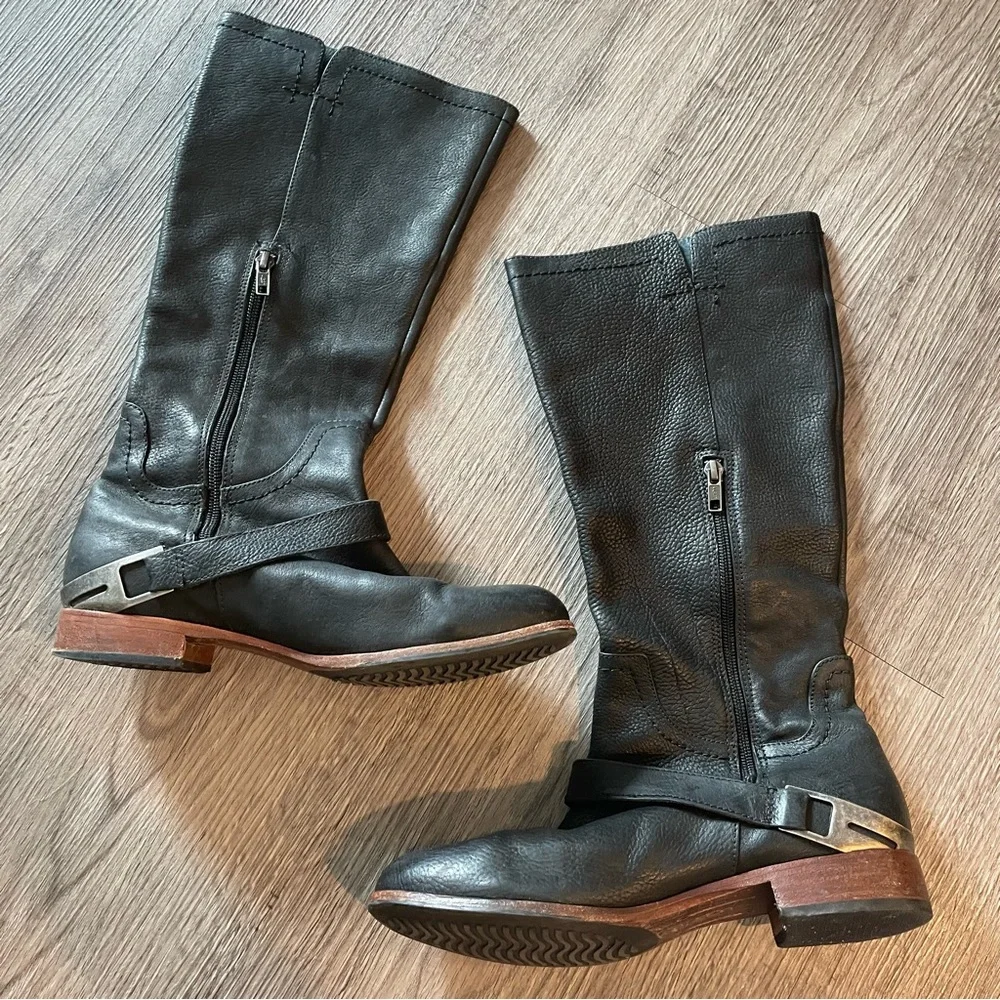 UGG Black Leather Over-the-Knee Riding Boots